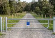 Heavy-duty access gate built by Shug Bollards to Melbourne Water specification