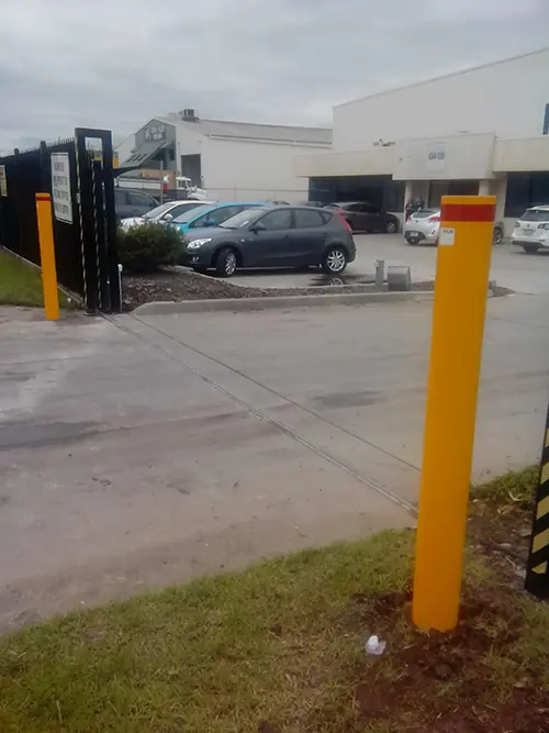Bollard installation in front of gates, Laverton